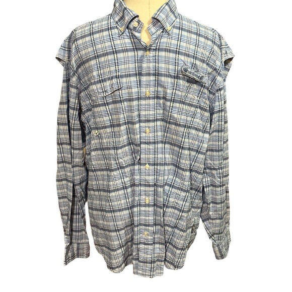 VINEYARD VINES Mens Plaid Harbor Shirt Performance Vented Blue & White Size XL - Picture 1 of 5